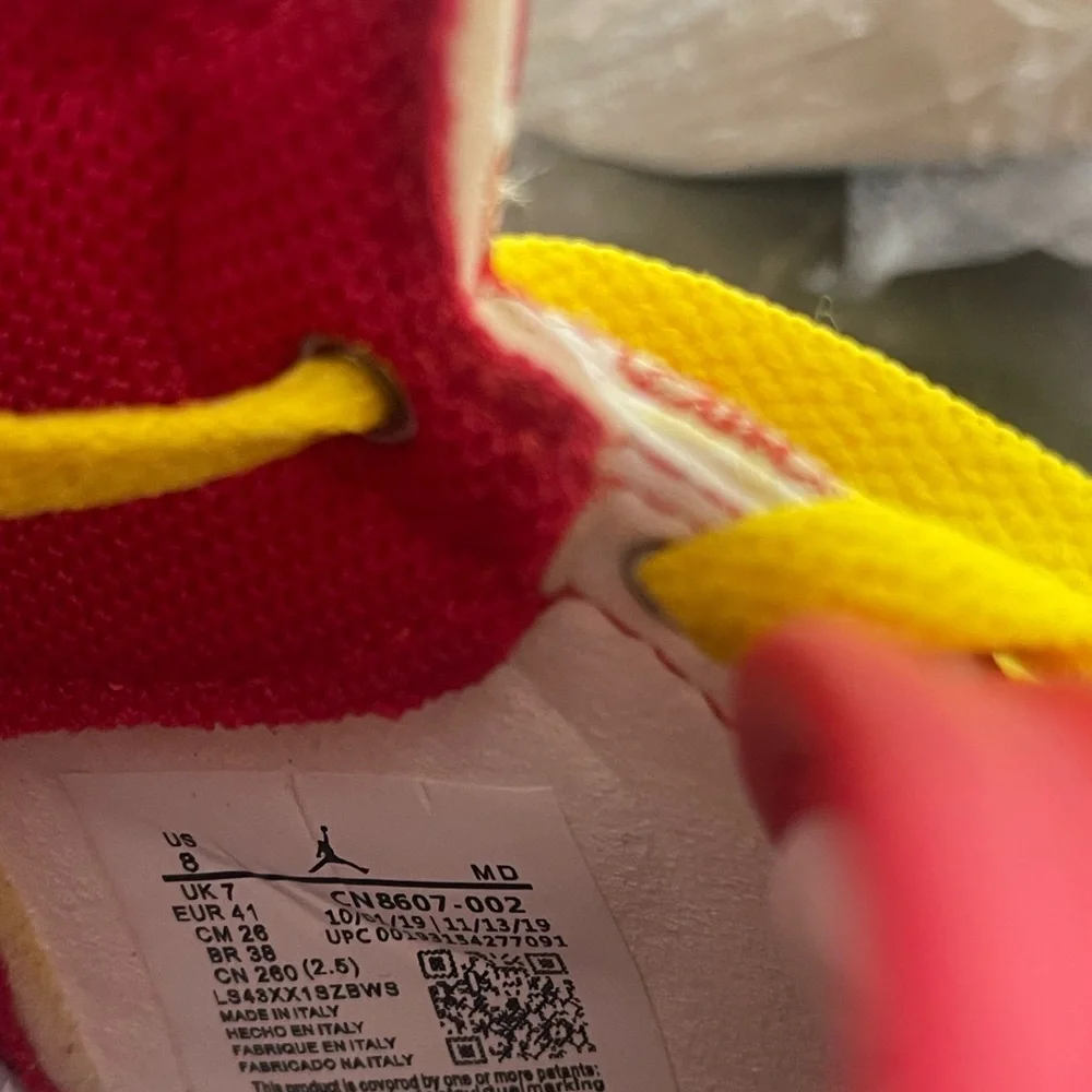 Custom Red, Yellow Rhinestone Crystal Nike Air Jordan Sneakers,Size Euro 41,